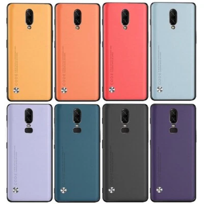 For OnePlus 6 6T 1+6t 1Plus6 Plain Leather Fabric Coated Rubber hard case covers - Image 1 of 4