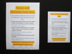 Letrero de ventana de puerta de demencia. Deja que los servicios de emergencia sepan acerca de tu persona especial - Imagen 1 de 12