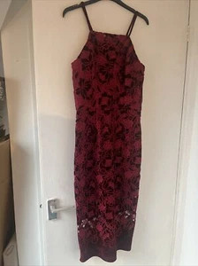 Chi Chi London Size 8 Burgundy Red Velvet Lace Dress Body on Sleeveless - Picture 1 of 7