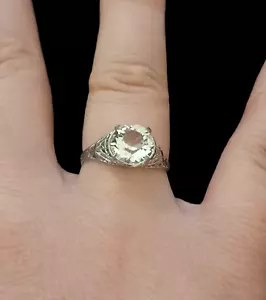 Vintage Nemco Art Deco Filigree Clear Crystal Silver Tone 7.5 Ring - Picture 1 of 6