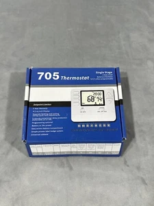 Single Stage 1 Heat 1 Cool 705 Thermostat Programmable Wired Battery 5/1/1 - Picture 1 of 9