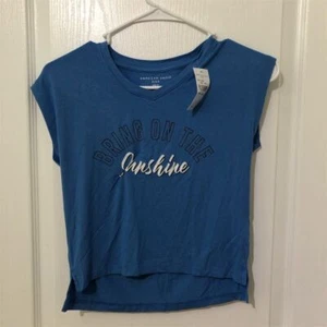 American Eagle Kids Blue Graphic T-Shirt "Bring On The Sunshine" Size 12 NWT - Picture 1 of 8