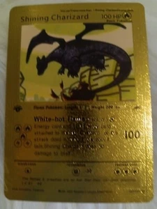 Shining Charizard 1995 Rare Gold Pokémon Card with Plastic Insert MINT CONDITION - Picture 1 of 4