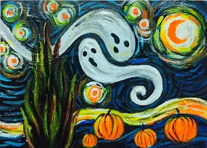 ACEO Original Starry Night Art Card Acrylic 100% Hand Painting - Picture 1 of 2