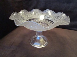 De colección Duncan & Miller Sandwich #41 Cuenco de vidrio pedestal con patas con volantes 11,5" años 30 - Imagen 1 de 12