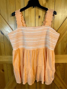 Torrid Cotton Modal Slub Square Neck Smocked Babydoll Tank Size 4X nwt (4098) - Picture 1 of 4