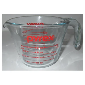 Pyrex 1 Cup 8 Ounce Clear Glass Blue Tint Measuring Cup - Made In USA - Picture 1 of 5
