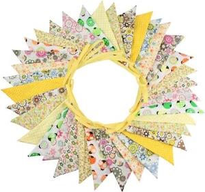 36Pcs 10M/32Ft Yellow Cotton Triangle Bunting Banner for Party Wedding - Picture 1 of 6