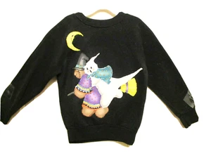 Vintage Daisy Kingdom Appliqued Sweatshirt Witch Ghost Black Multi SZ 6 C=28 EUC - Picture 1 of 3