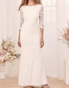 Lulu's Adley weiß Spitze rückenlos Maxikleid Größe S Dreiviertel Brauthochzeit - Bild 1 von 18