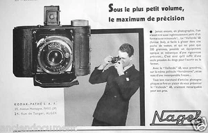 PUBLICITÉ 1933 NAGEL PETIT VOLUME MAXIMUM DE PRÉCISION KODAK PATHÉ - ADVERTISING - Picture 1 of 1