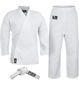 Hawk Sports Student Karate Gi Martial Arts Uniform w/Belt, 4 - White - Picture 1 of 6