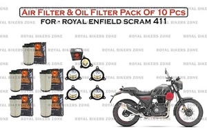 Royal Enfield Air Filter & Oil Filter Pack of 10 Pcs For "Scram 411" - Picture 1 of 14