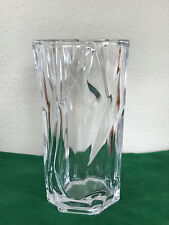 MODERN GEOMETRIC Design Clear Glass Vase - 9 inches tall