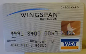 Wingspan Bank.Com Check Card Visa - Un-Signed Vintage Expired Collectible - Picture 1 of 2