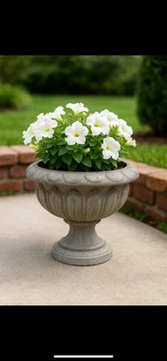 Vintage Style Concrete Urn Planter – Heavy Duty Outdoor Garden Pot (20 lbs)  USA - Image 1 of 4