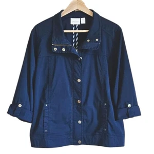 Chico's Twill Utility Jacke Reißverschluss und Druckknöpfe Navy Damen Gr. 3 (XL) - Bild 1 von 9