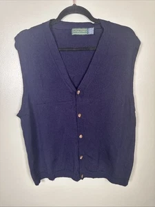 J. McLaughlin 100% Merino Wool Navy Sweater Vest Size Large - Flaws - Picture 1 of 9