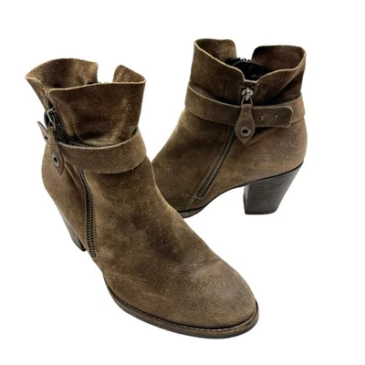 Botines Paul Green 6.5 Sheridan Marrón Chocolate Nobuck Gamuza Cuero Doble Cremallera Foto 1 de 4