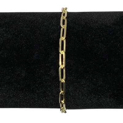 14K 镀金回形针链手链 – 7.2 英寸 3 毫米 3.5 克 - 925 纯银 — 第 1/4 张图片