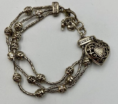 Pulsera Brighton Charm Reno Corazón Triple Hilo Swarovski Cristal Estación 7" Foto 1 de 4