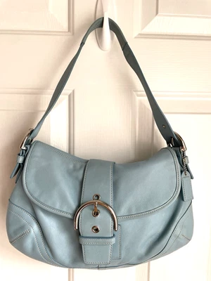Bolso de Hombro Coach M050-9248 Soho Y2K Cuero Azul Perfecto Forro de Lona CC RARO Foto 1 de 4