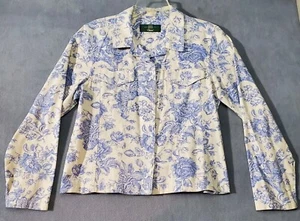 Orvis Blazer Womens Size 10 Vintage Ivory Blue Floral Jacket All Over Print USA  - Picture 1 of 10