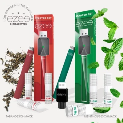 Ezee E Zigarette Starterset  - 0-12-20 mg NIKOTIN - TABAK/MINZE/MENTHOLGESCHMACK - Bild 1 von 4