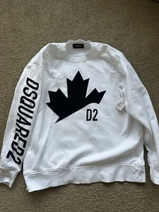 $500 Authentic Dsquared 2 White Cotton Oversized Sweatshirt - Men's Size Large - Picture 1 of 7