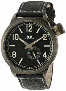 VESTAL CANTEEN WATCH | CTN3L07 | ANTIQUE GOLD / BLACK w/ BLACK LEATHER BAND - Picture 1 of 5