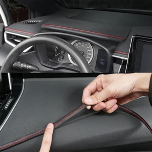 2pcs Car Door Dashboard Mouldings PU Leather Braid Decor Line Strip Accessories - Picture 1 of 20