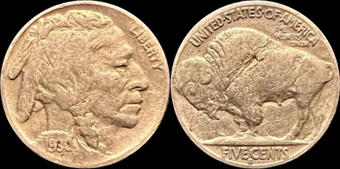 1930-S Buffalo Nickel - Major Reverse Lamination / Strike Through Error Cover