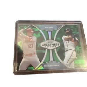 2019 TOPPS CHROME GREATNESS RETURNS RONALD ACUNA JR.-MIKE TROUT green 01/99