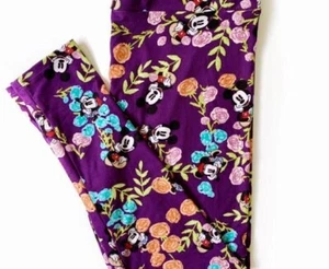 NWT LuLaRoe Disney Tween MICKEY & MINNIE Rose Floral PURPLE Leggings *RARE* - Picture 1 of 1