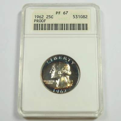1972 P ANACS PF67 - Toned Silver Washington Quarter 25c US Coin #53482A - Image 1 of 4