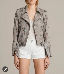 NEW All Saints Meadow Balfern Biker Jacket Suede Leather Size UK8 - Picture 1 of 10