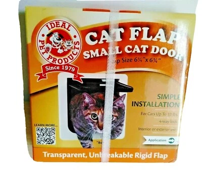 Cat Flap Door with 4 Way Lock 6.25 x 6.25 Flap Size White SPF - UNOPENED - Image 1 of 4
