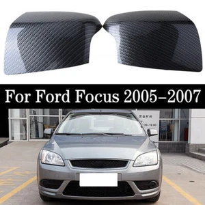 1 par de tapa de espejo lateral fibra de carbono para Ford Focus MK2 2005 2006 2007 2008 - Imagen 1 de 6