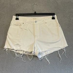 PacSun Shorts Womens 29 White Cutoff Mid Rise Distressed Light Wash Frayed Denim - Picture 1 of 11