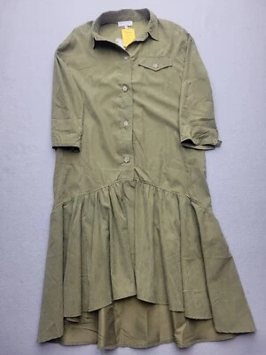 Vestido camisero verde medio de poliéster Hayden para mujer manga 3/4 Foto 1 de 4