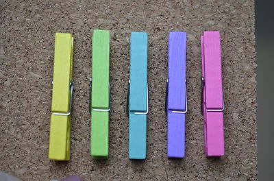 Set/5 PASTEL wooden clothespin bulletin board pushpins, thumbtacks, or magnets - Image 1 of 4
