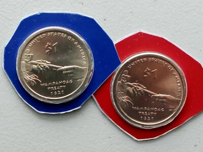 2011 P and D Sacagawea Dollar 2 Coin Peace Pipe Wampanoag Treaty Native American - Image 1 of 2
