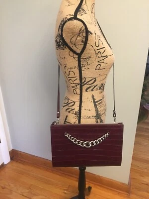 Bolso Bandolera Claudia Firenze Estrella Cocodrilo Cuero Italiano Nuevo con Etiquetas Borgoña  Foto 1 de 4