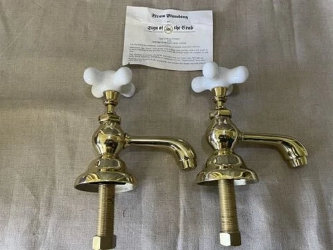 Strom Plumbing Solid Brass Hot/ Cold Faucets High End Bath Fixture Mod. P.55g Cover