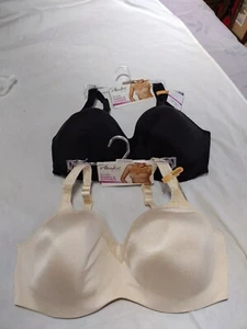 Playtex Secrets 4823 Balconette Underwire Bra Sz 44DD Lot Of 2 Black And Nude - Picture 1 of 8