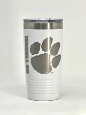 Clemson PAW White 20oz Double Wall Insulated Stainless Steel Tumbler Great Gift