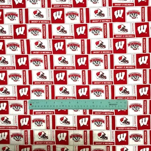 2 1/2 Yards - 90"H x 43"W - NEW University of Wisconsin Badgers Cotton Fabric - Picture 1 of 1