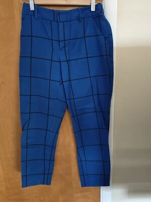 Merona Cropped Dress Pants Women's Size 4 Blue Black Classic Check Stretch EUC - Image 1 of 4