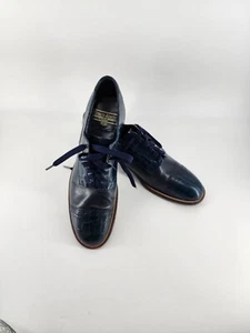 Stacy Adams Dark Turquoise Blue Crocodile Print Mens Size 9D Leather Dress Shoes - Picture 1 of 9
