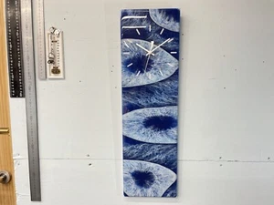 Modern Navy Blue White Grey Rectangular Abstract Resin Wall Clock, Unusual - Picture 1 of 9